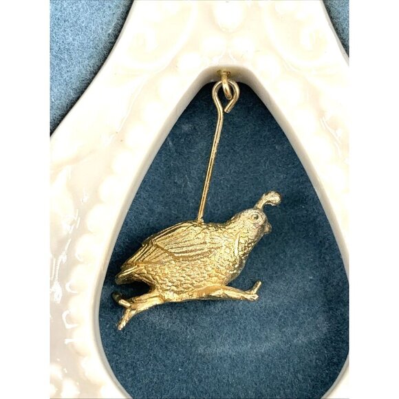 Lenox Christmas Tree Ornament Partridge in a Pear Tree Porcelain Brass 3" - Picture 3 of 5